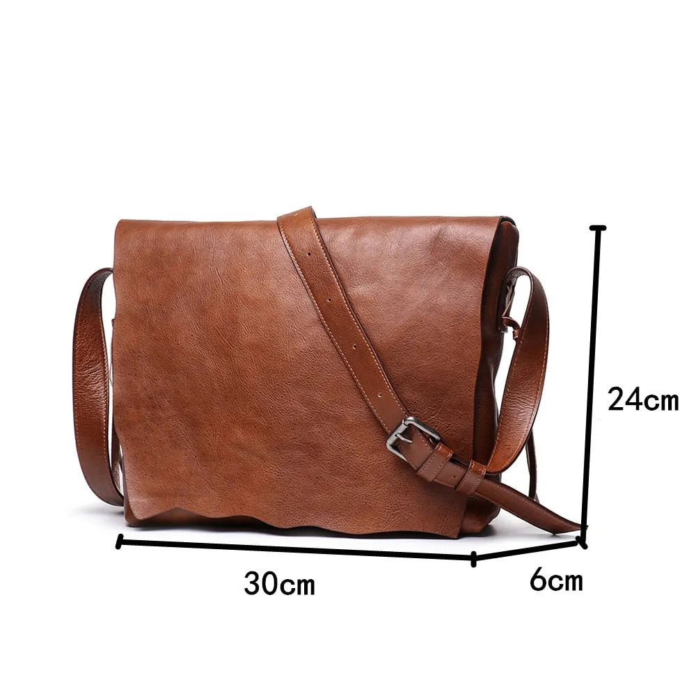 Retro Men's Hand Rub Color Skeleton Skin Genuine Leather Cross Single Shoulder Messenger Bag