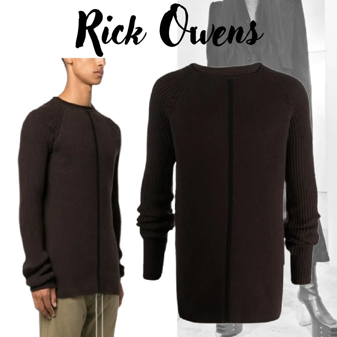 RICK OWENS  |Crew Neck Pullovers Wool Cashmere Street Style Long Sleeves