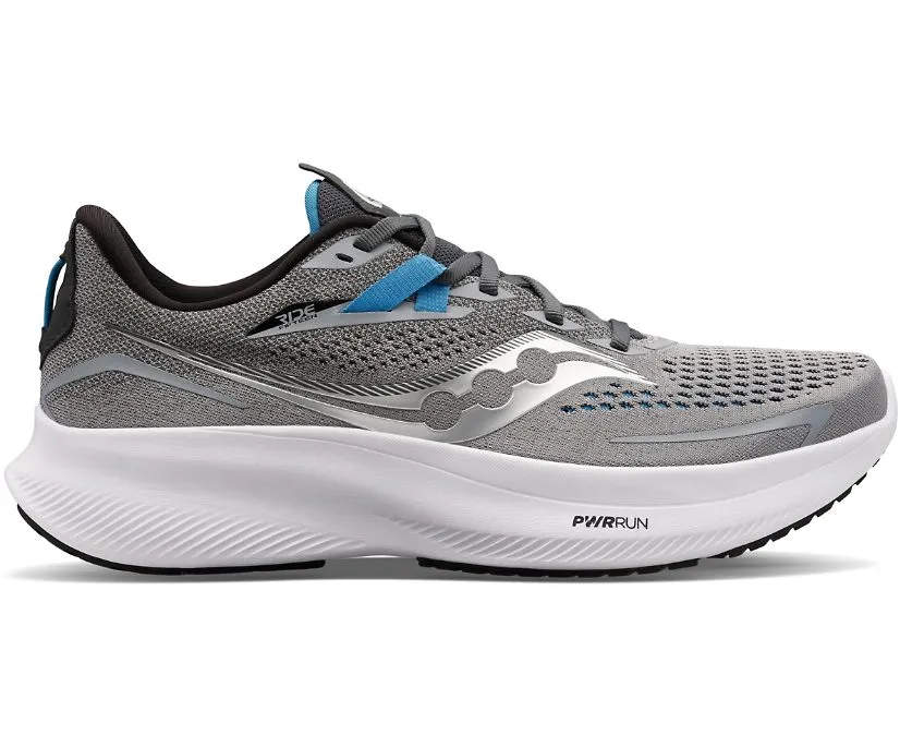 Saucony Mens Ride 15 Athletic Shoes- Alloy/Topaz