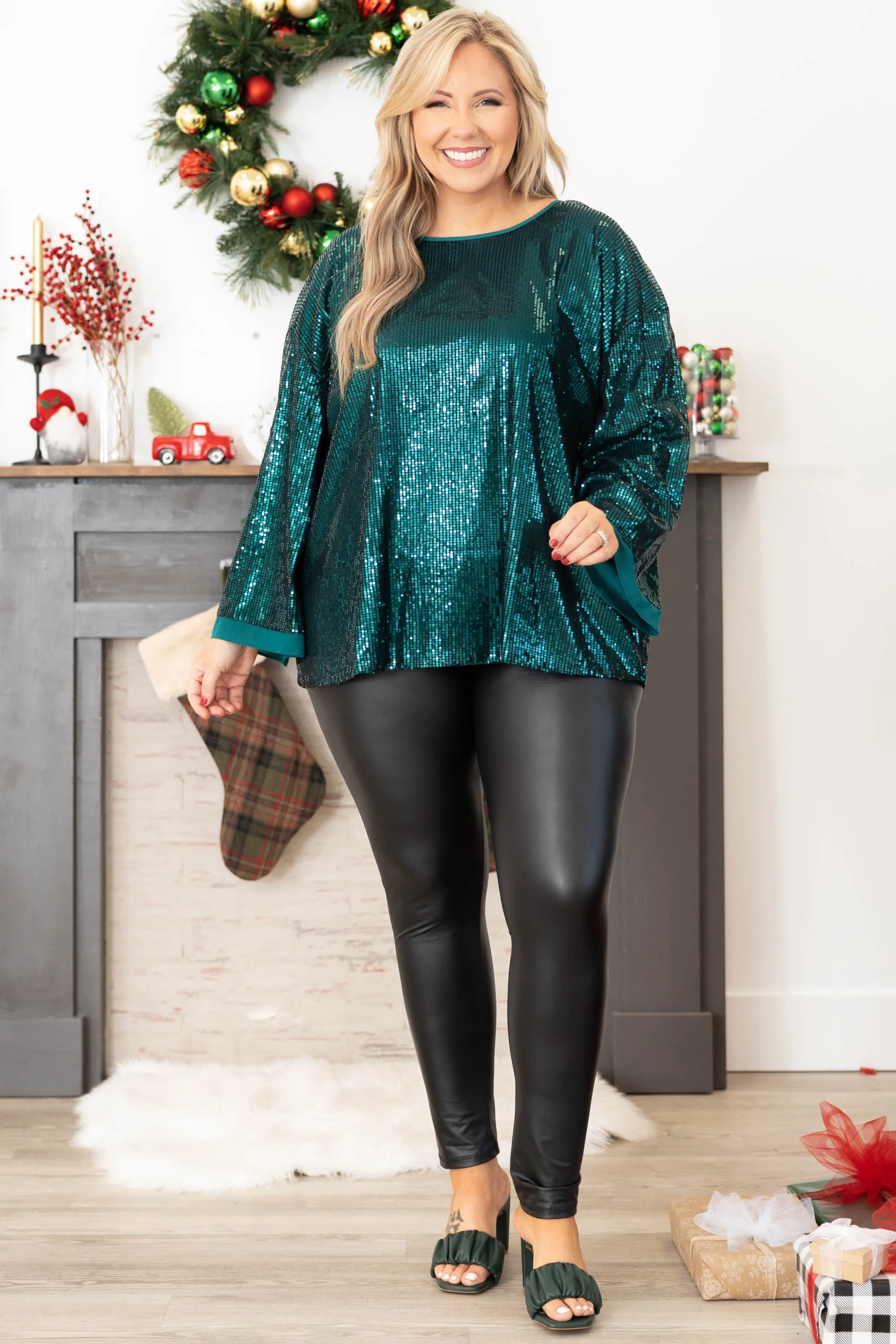 Shades Of Shimmer Top, Emerald Green