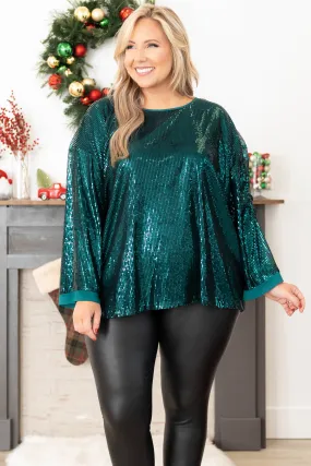 Shades Of Shimmer Top, Emerald Green