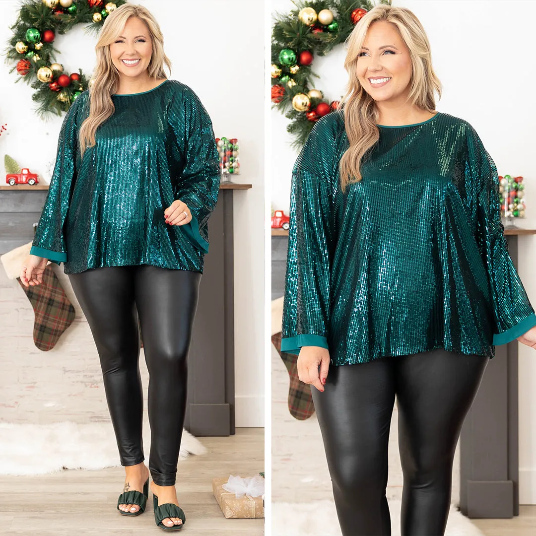 Shades Of Shimmer Top, Emerald Green