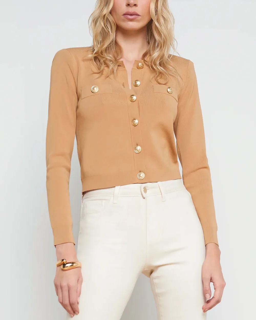 Soft Camel Toulouse Crop Cardigan