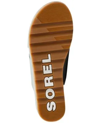 SOREL Womens Light Blue 1-1/2 Platform 2 Cross Straps Padded Slip Resistant Cameron Round Toe Wedge Slip On Leather Heeled