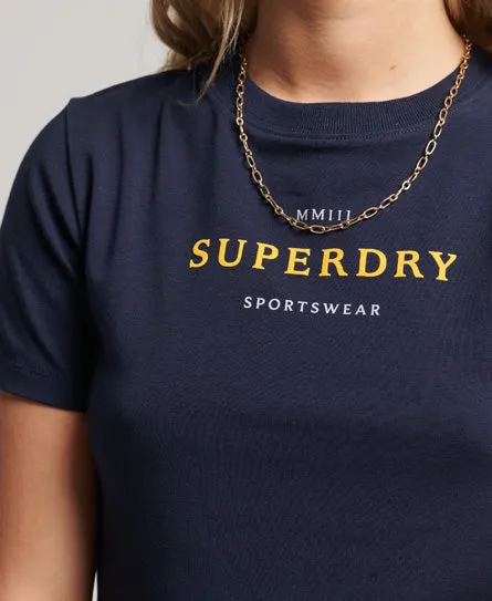 Superdry L-Code Graphic Tiny Tee W1011184A Navy