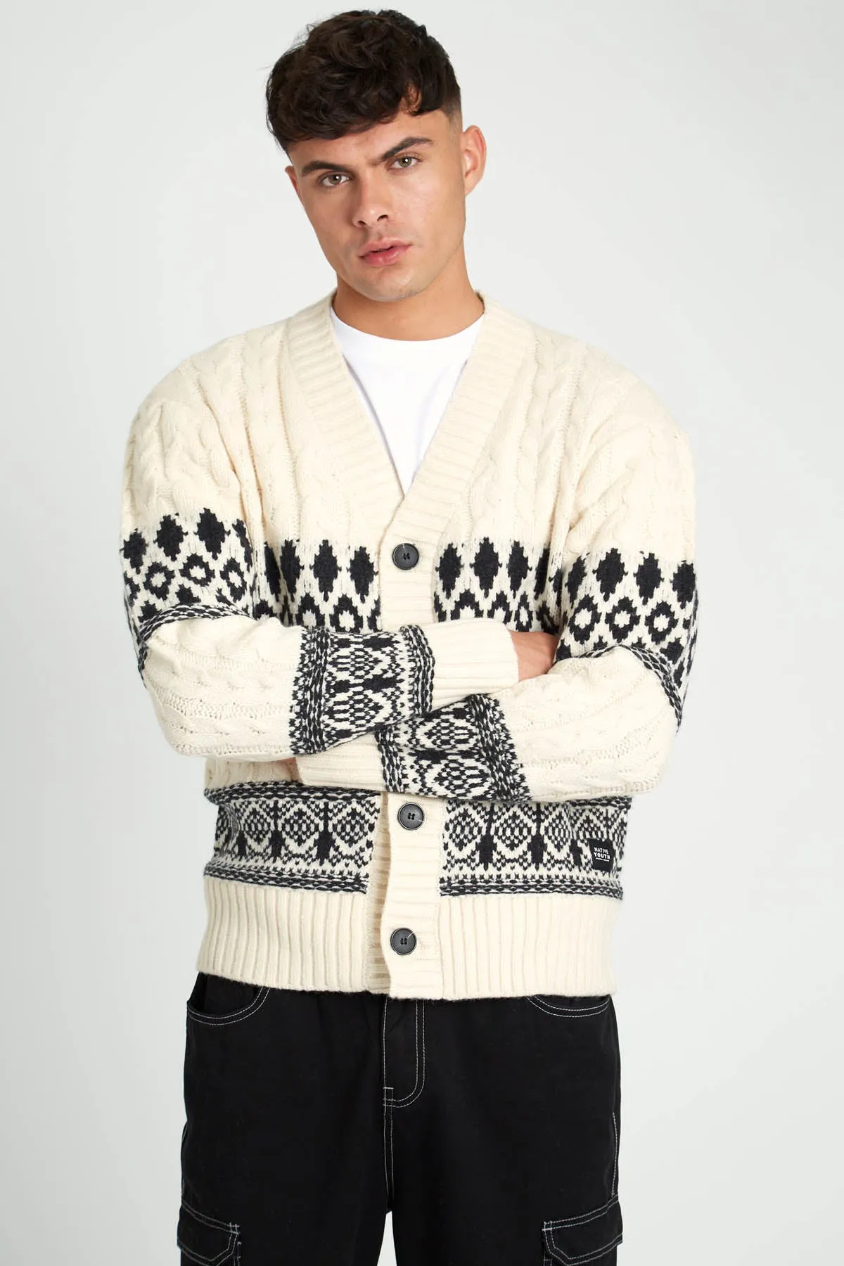 TATUM RELAXED FIT FAIR ISLE KNITTED CHUNKY CARDIGAN