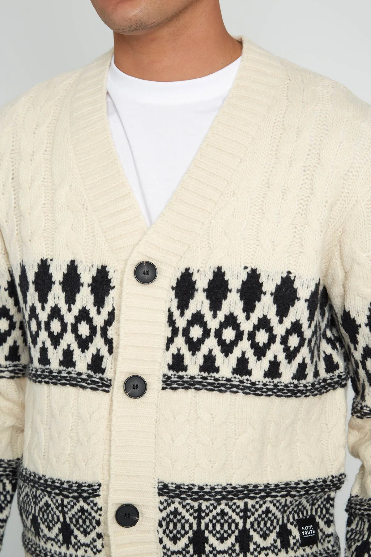 TATUM RELAXED FIT FAIR ISLE KNITTED CHUNKY CARDIGAN