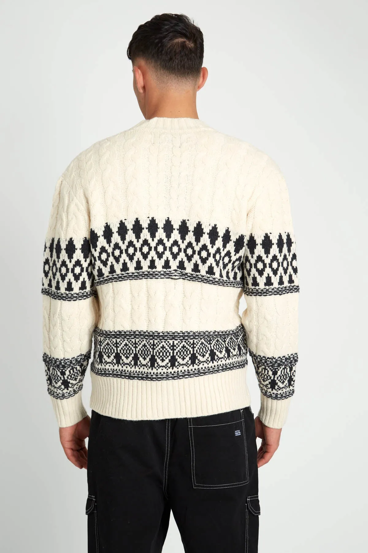 TATUM RELAXED FIT FAIR ISLE KNITTED CHUNKY CARDIGAN