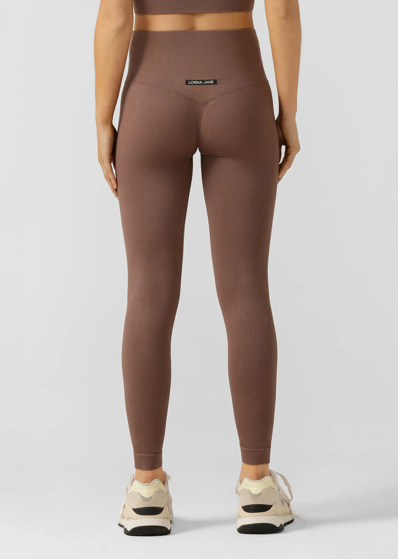 Tempo Ribbed Seamless Ankle Biter Leggings | Brown | Tights and Leggings | Lorna Jane New Zealand