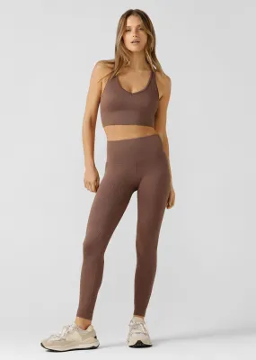 Tempo Ribbed Seamless Ankle Biter Leggings | Brown | Tights and Leggings | Lorna Jane New Zealand