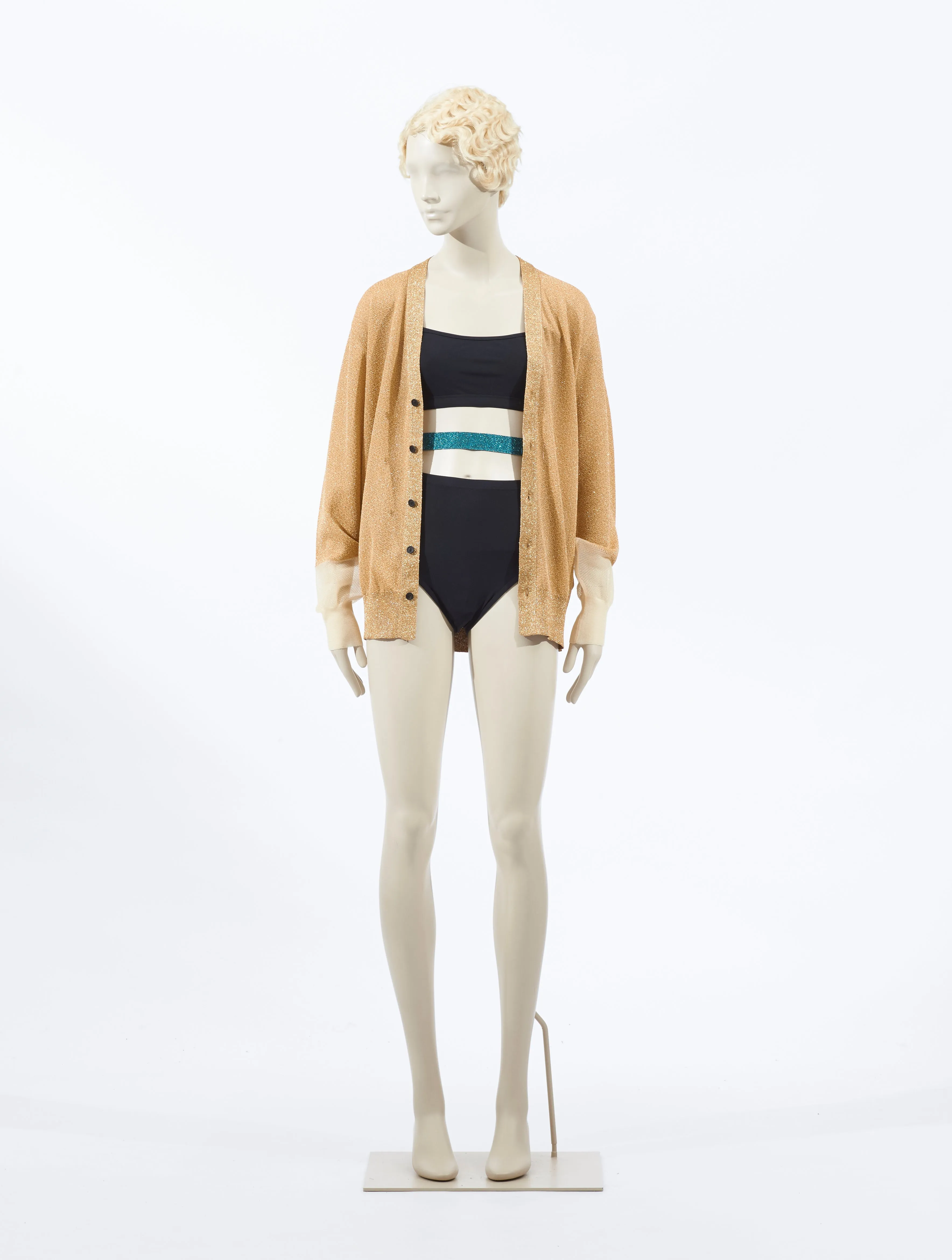 Toga Pulla Lame Knit Cardigan Gold