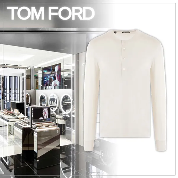 TOM FORD  |Crew Neck Long Sleeves Plain Long Sleeve T-shirt Logo