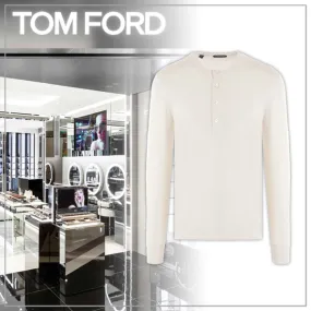 TOM FORD  |Crew Neck Long Sleeves Plain Long Sleeve T-shirt Logo