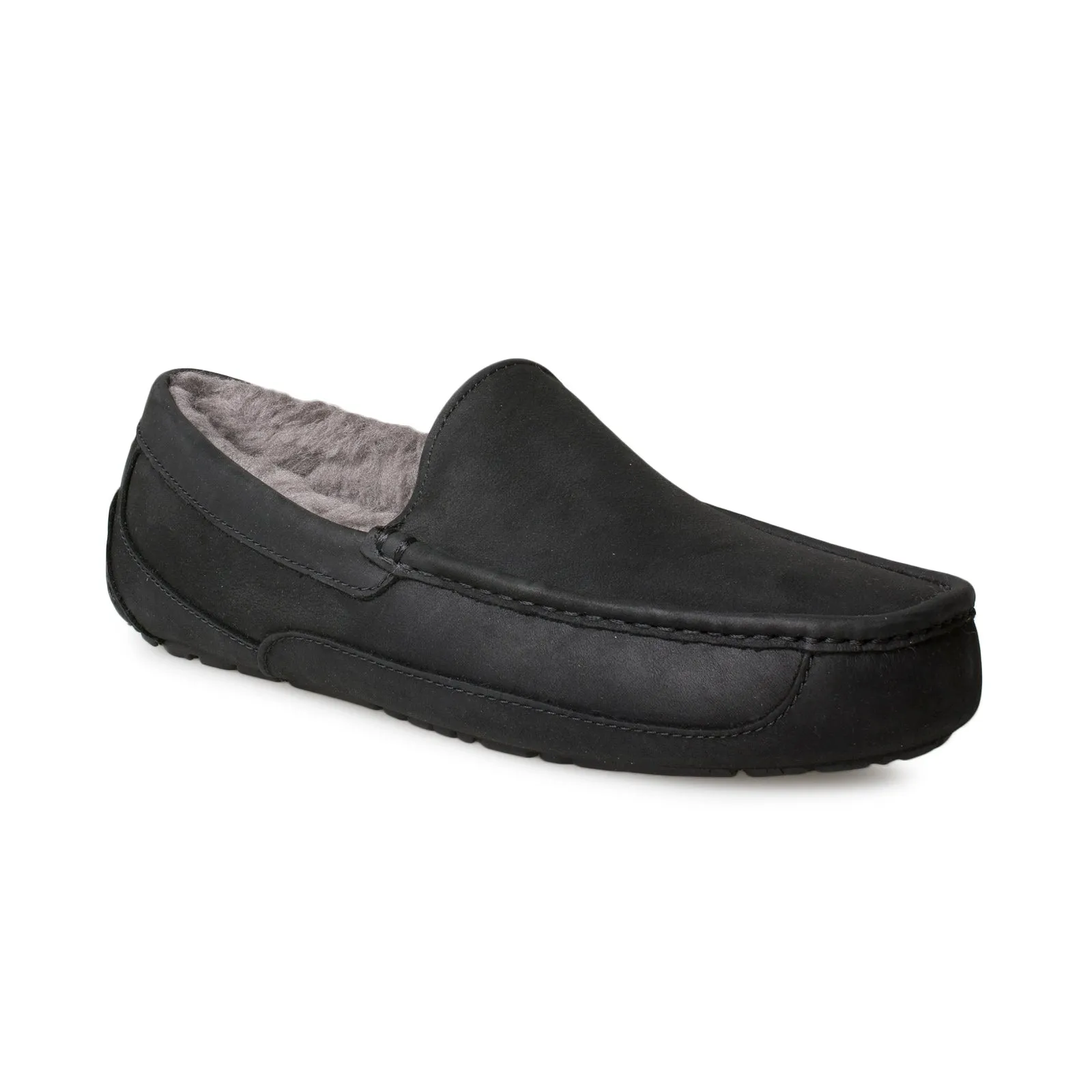 UGG Ascot Matte Leather Black Shoes - Men's