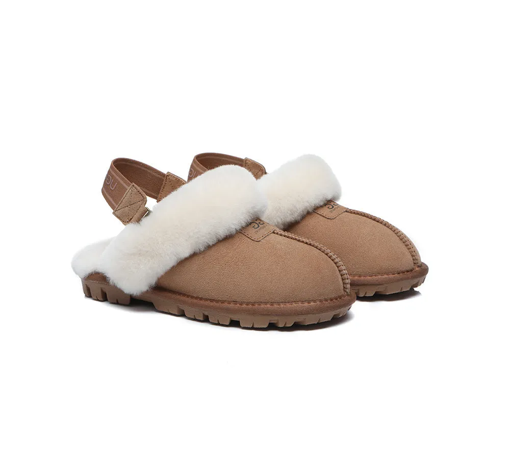 UGG AUSTRALIAN SHEPHERD Sheepskin Wool Removable Strap Slingback Slippers Suzie