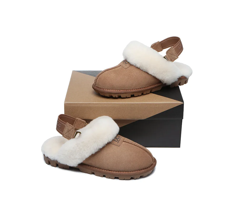 UGG AUSTRALIAN SHEPHERD Sheepskin Wool Removable Strap Slingback Slippers Suzie