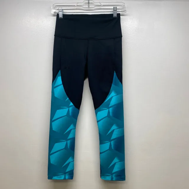 Under Armour Women's Size XS Black-Teal Patchwork Leggings Activewear Pants