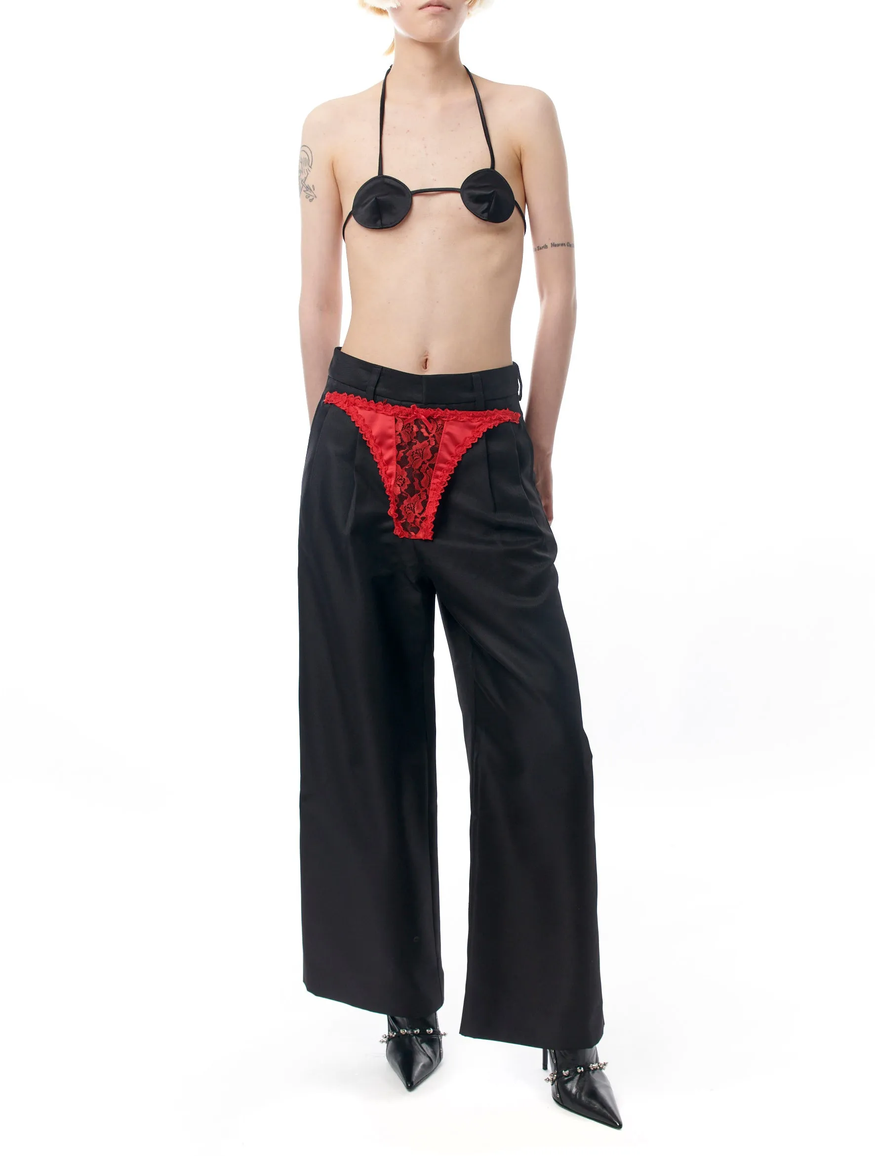 Vaquera Contrast Underwear Satin Trousers