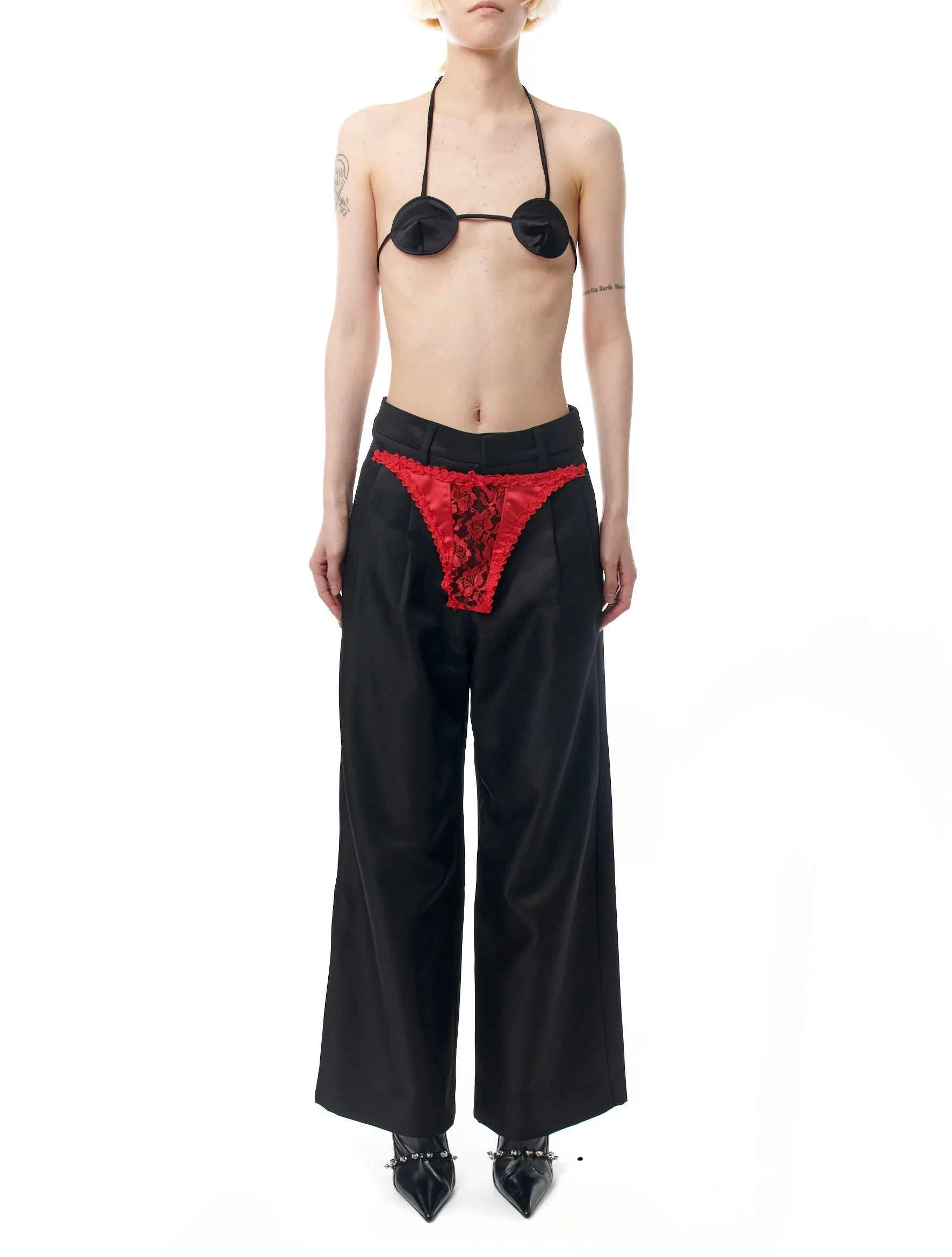 Vaquera Contrast Underwear Satin Trousers