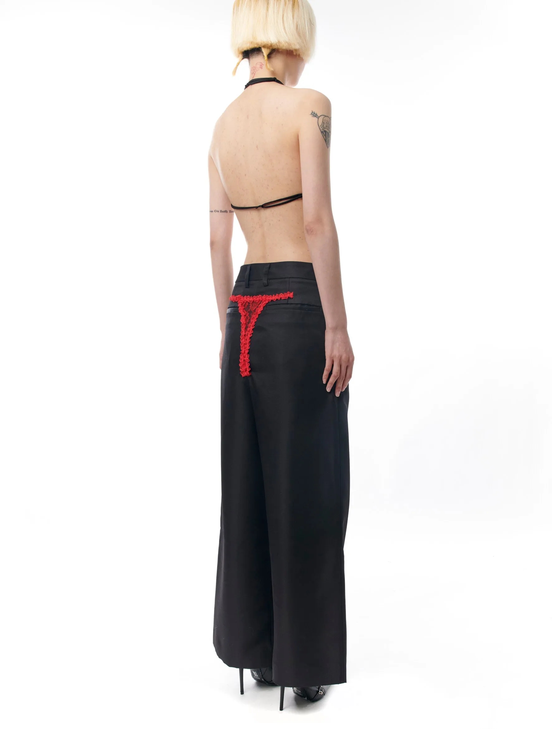 Vaquera Contrast Underwear Satin Trousers