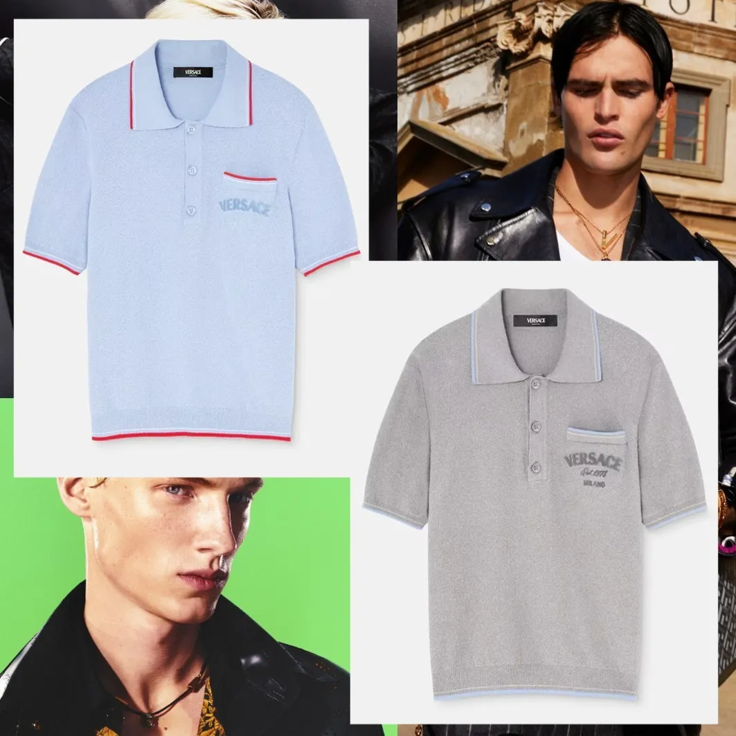 VERSACE  |Pullovers Street Style Plain Cotton Short Sleeves Logo