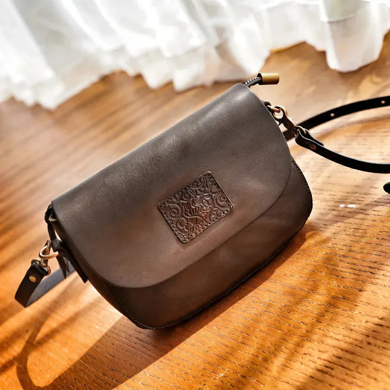 Vintage Handmade Genuine Leather Small Shoulder Bag for Women