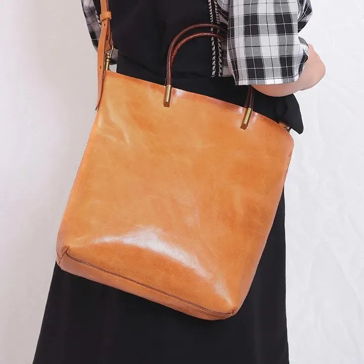 Vintage Top Layer Leather Women Fashion Large Capacity Lady Travel Bag Leisure Shoulder Messenger