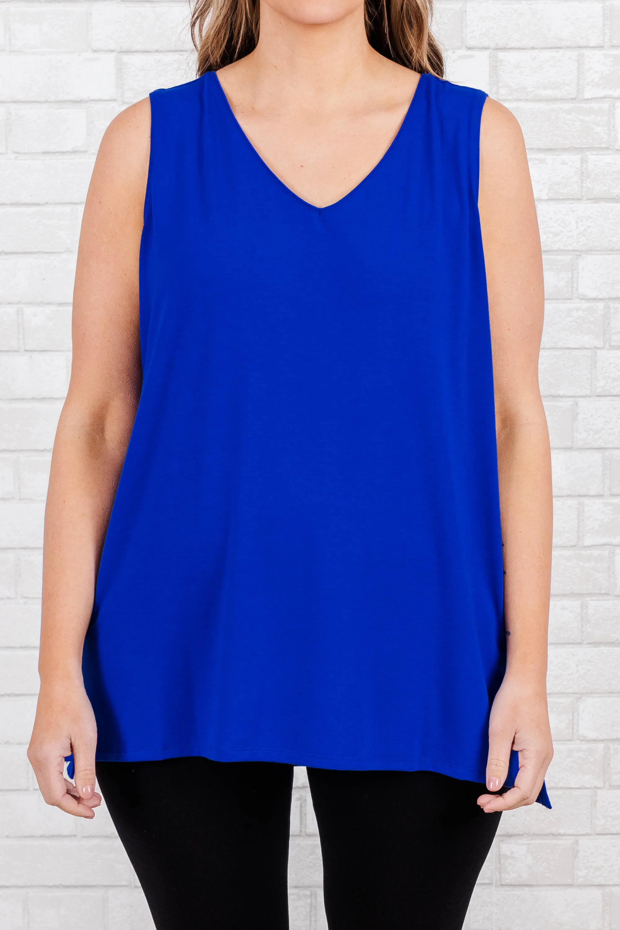 With Open Arms Tank, Bright Blue