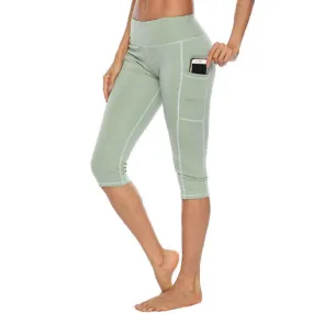 Women Sports Workout Solid Color Leggings With Pockets