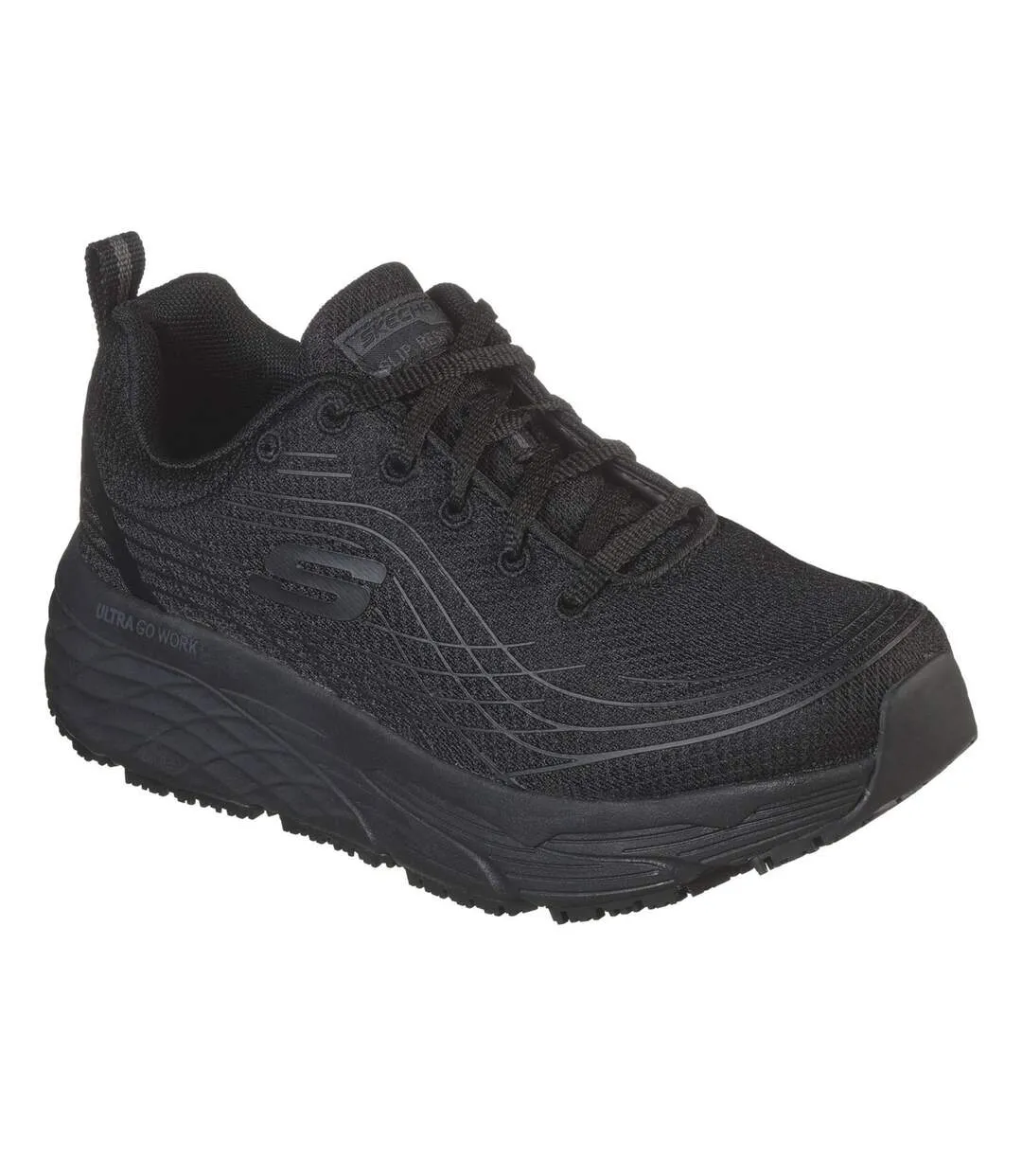 Womens/ladies max cushioning elite sr safety shoes black Skechers