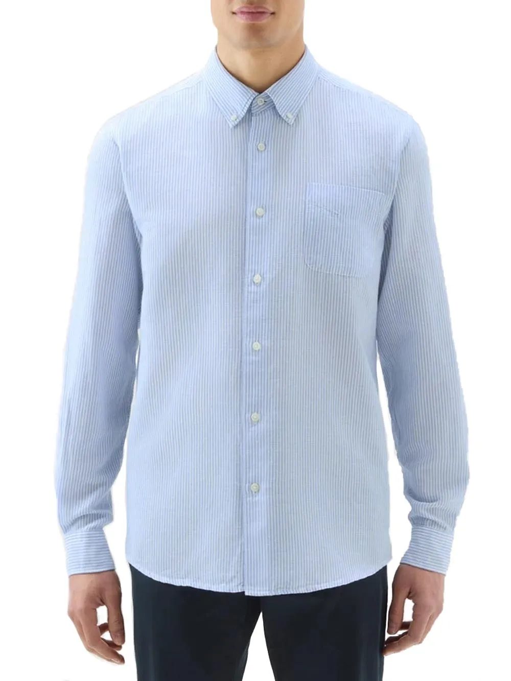 Woolrich Camicia Uomo Cfwosi0134mrut3707 Bianco/celeste