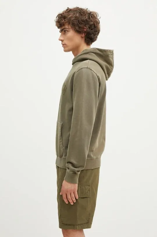 Woolrich cotton sweatshirt Garment Dyed Logo Hoodie men's green color hooded CFWOSW0220MRUT3686