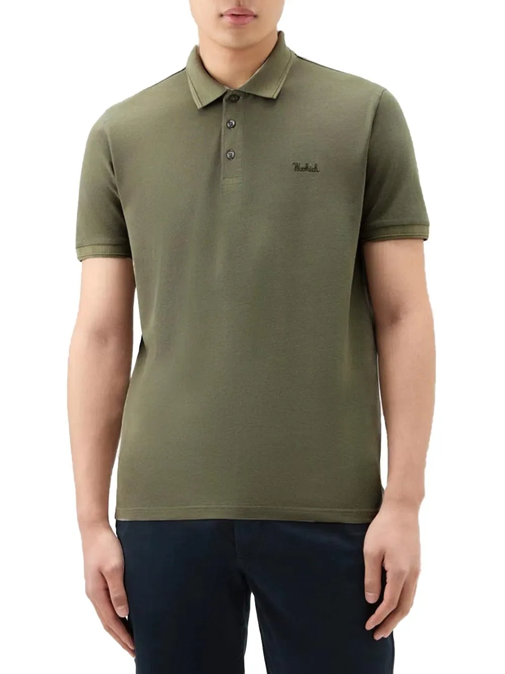 Woolrich Polo Uomo Cfwopo0065mrut1483 Verde militare