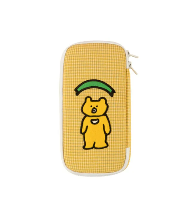 Yellow Bear Embroidery Pencil Cases Stationery Zipper School 19cm Office cosmetic pouches Artists Designer Gifts Bags Purses Stu