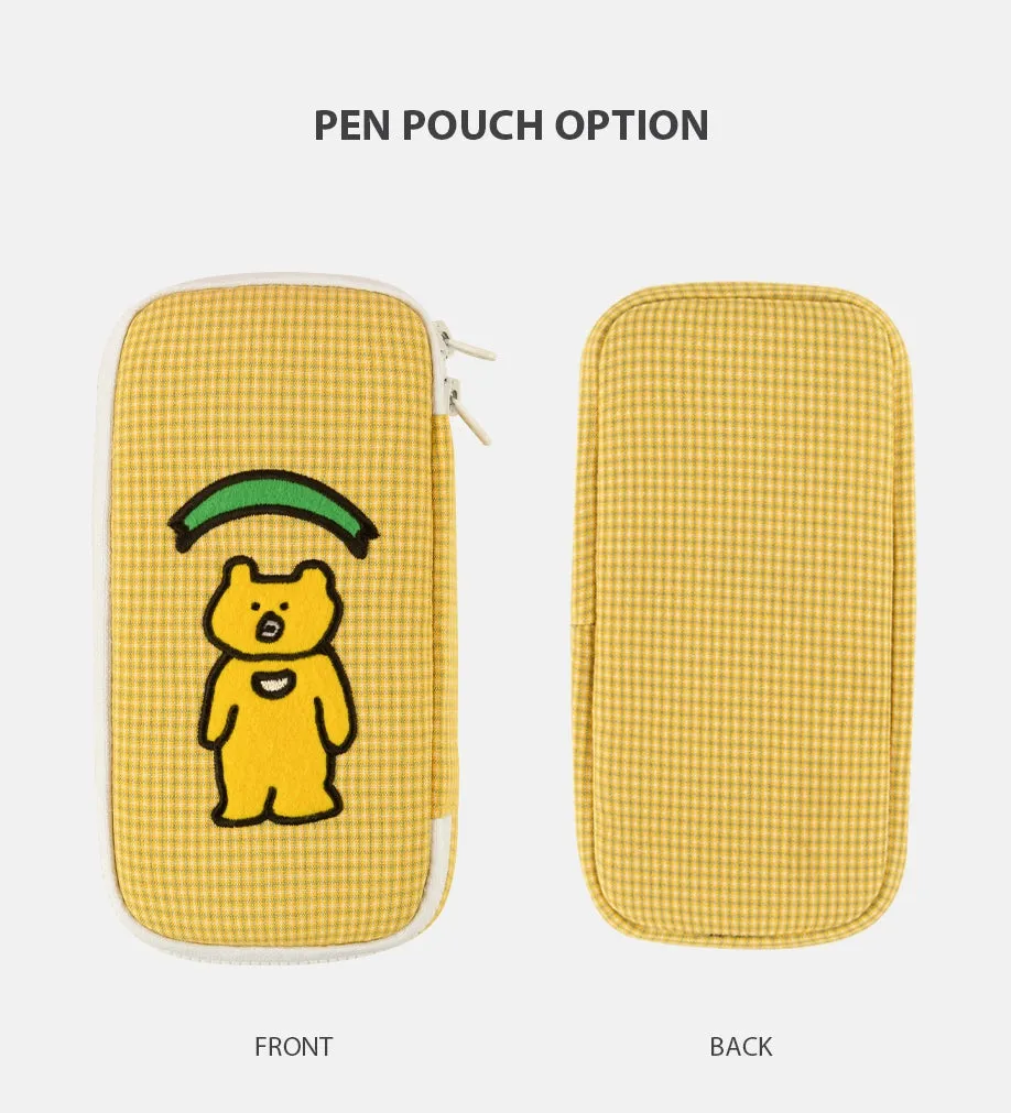 Yellow Bear Embroidery Pencil Cases Stationery Zipper School 19cm Office cosmetic pouches Artists Designer Gifts Bags Purses Stu