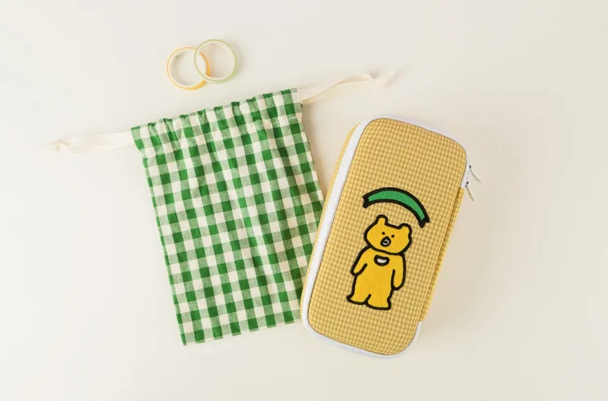 Yellow Bear Embroidery Pencil Cases Stationery Zipper School 19cm Office cosmetic pouches Artists Designer Gifts Bags Purses Stu