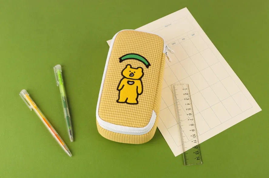 Yellow Bear Embroidery Pencil Cases Stationery Zipper School 19cm Office cosmetic pouches Artists Designer Gifts Bags Purses Stu