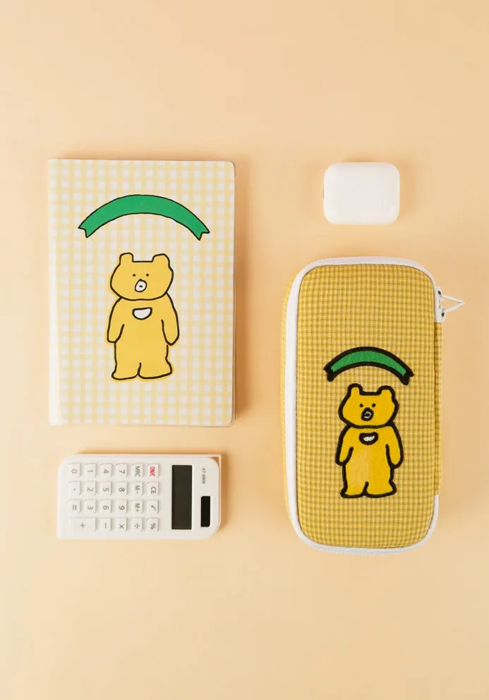 Yellow Bear Embroidery Pencil Cases Stationery Zipper School 19cm Office cosmetic pouches Artists Designer Gifts Bags Purses Stu