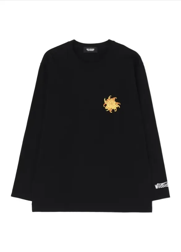 Yohji Yamamoto  |Flower Patterns U-Neck Long Sleeves Plain Cotton